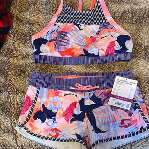 Athleta Girl Cannonball Short Set - Navy Pink Coral